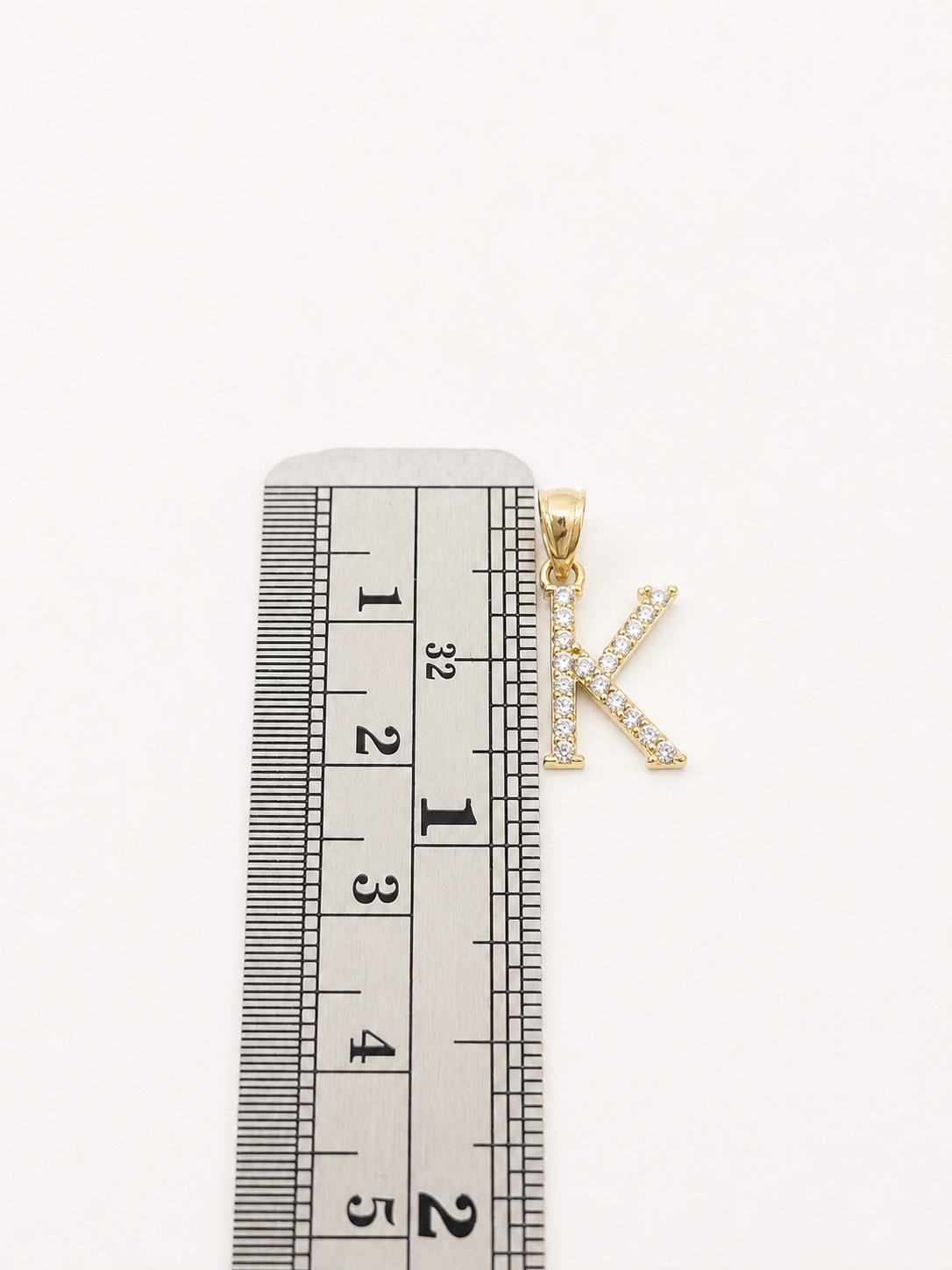 10K Gold Solid Franco Chain K Initial CZ Stone Pendant Set 1mm 16 18 20 22 Women
