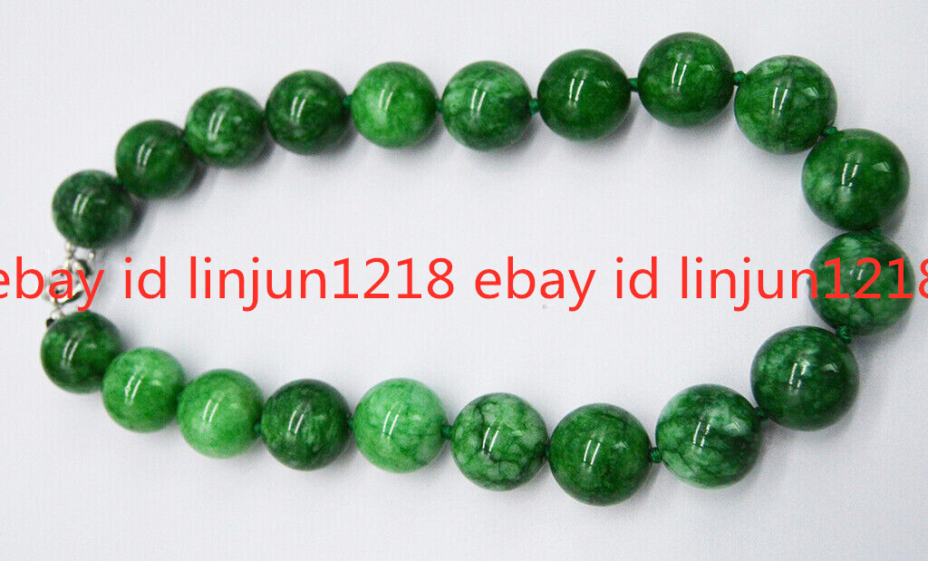 Huge 20mm Natural Green Jade Jadeite Round Beads Gemstone Necklace 16-36”