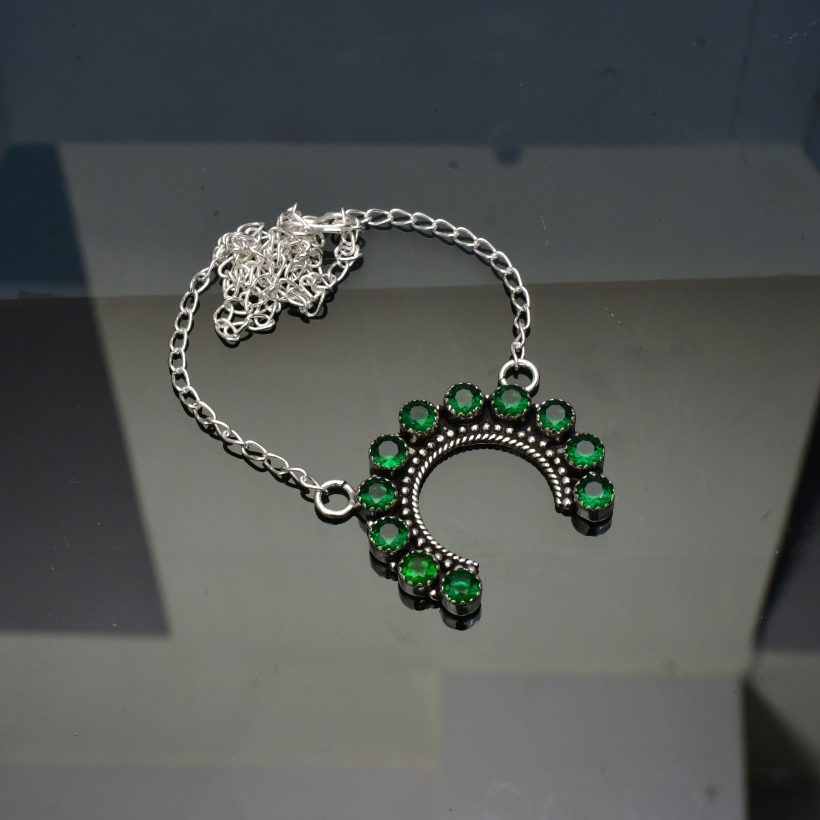 Chrome Diopside Gemstone 925 sterling silver Handmade Necklace Size : 16-20″