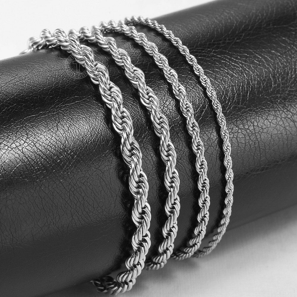 USA Stock 2/3/4/8/10mm Rope Chain Necklace For Men Women Stainless Steel