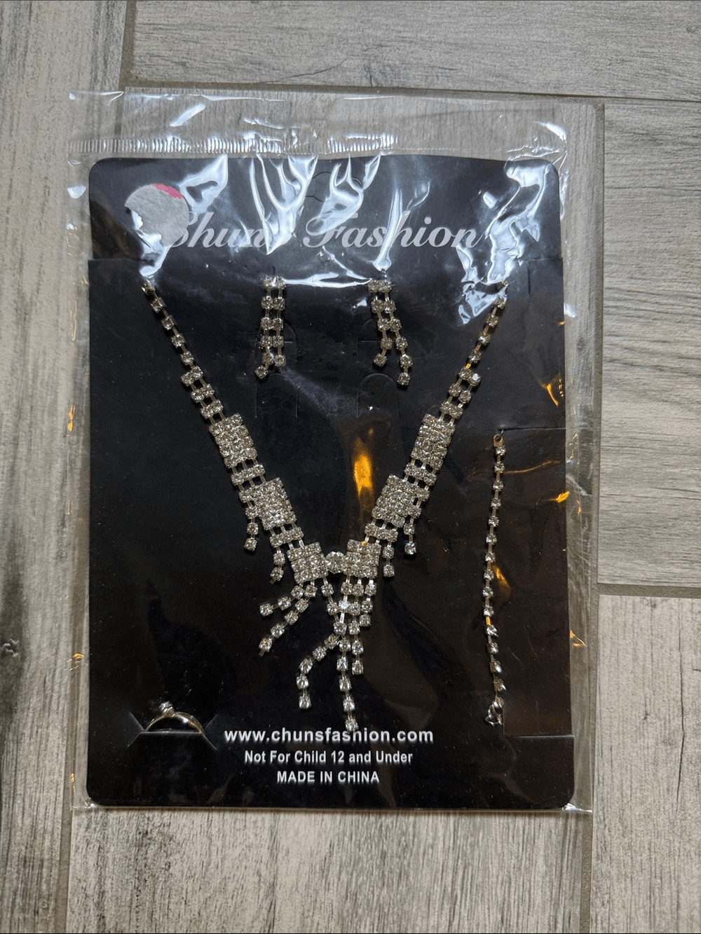 Silver Crystal Costume Necklace Set – Sparkling Silver Tone- Set of Four (4)