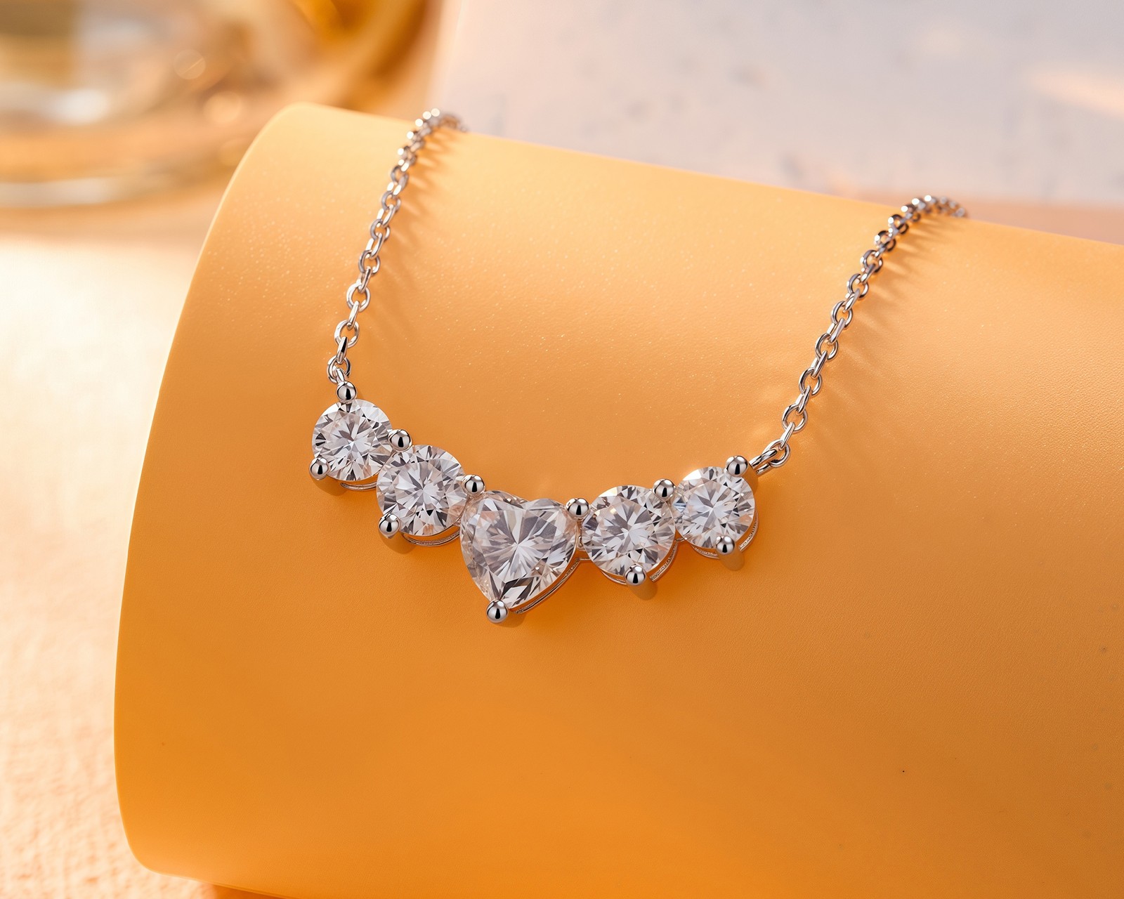 Star Heart Moissanite 925 Silver Necklace D Color VVS1 for Luxury Jewelry Gift