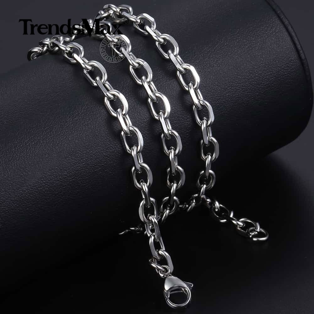 3-9mm 18-24″ Stainless Steel Mens Silver Diamond Cut Rolo Cable Chain Necklace