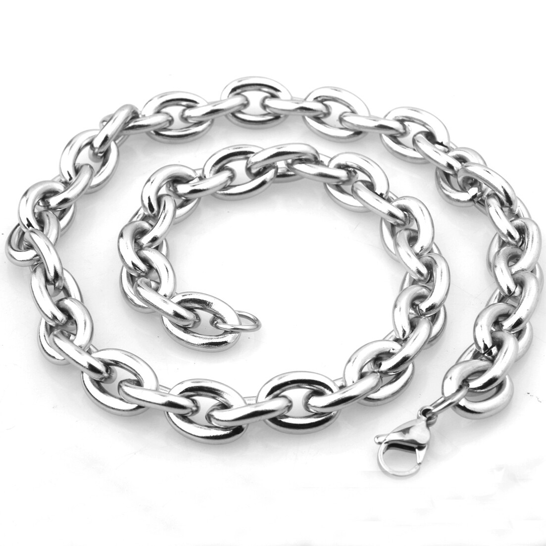 7″-40″ Heavy 9/11/13/15mm Mens Stainless Steel Silver Big O Link Chain Necklace