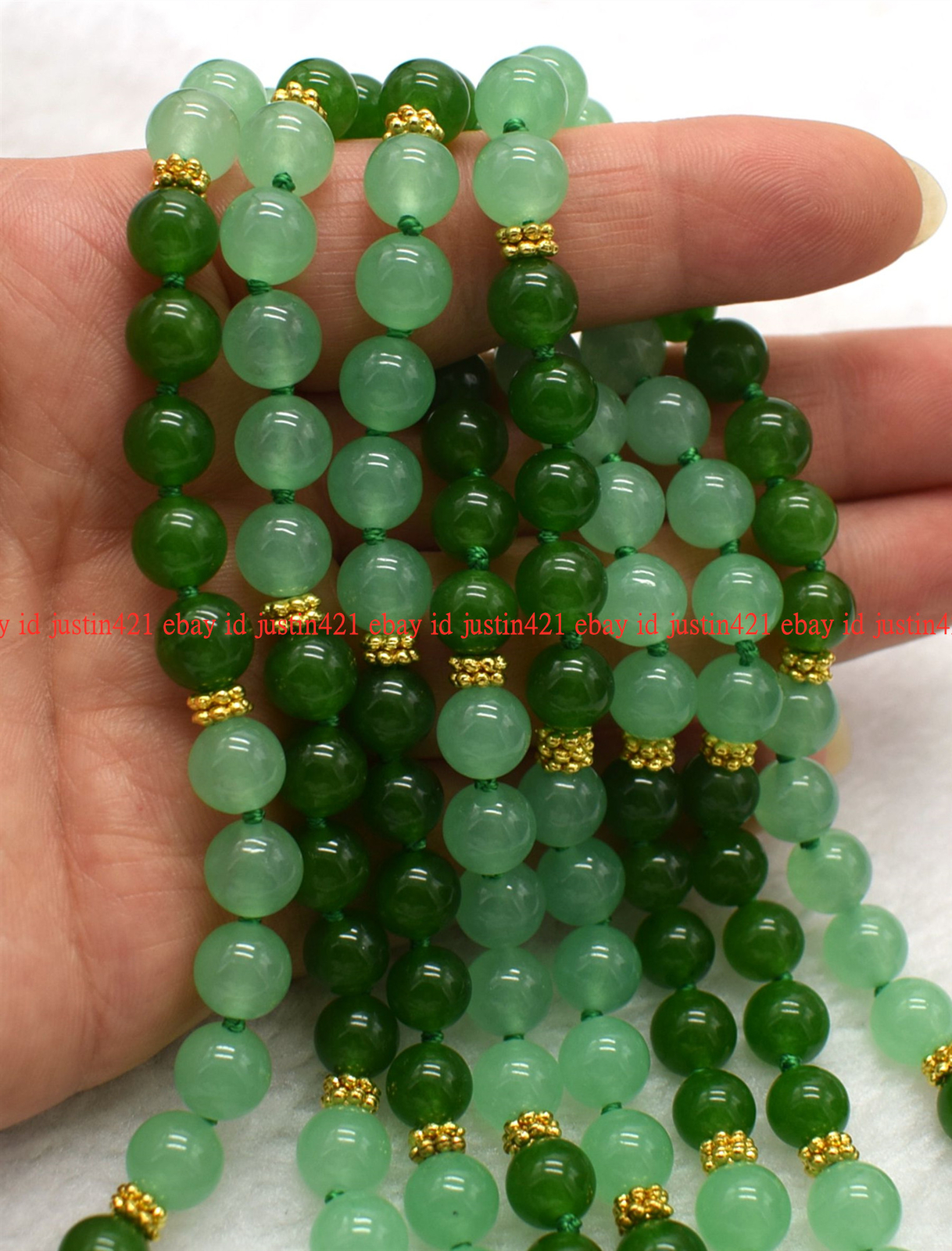 Genuine 8mm Natural Green Jade Round Gemstone Beads Long Necklace 24-100″ AAA+