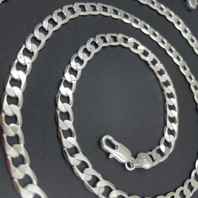 Hot 925 Sterling Solid Silver Sideways Chain Women Men Necklace Jewelry Gift