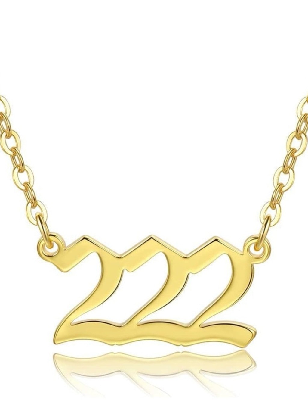 Dainty Gold Silver Plated Old English Number Necklace Numerology 222