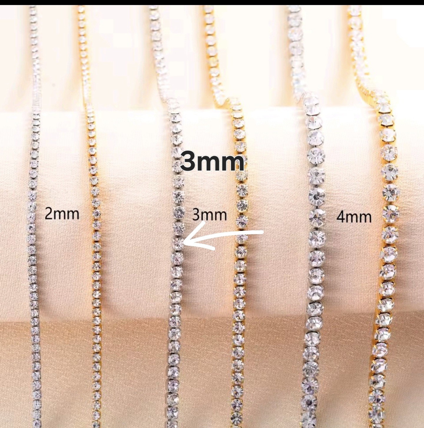 Tennis Chain Stainless Steel, NEVER FADE,TARNISH “16, 3mm Free Shipping
