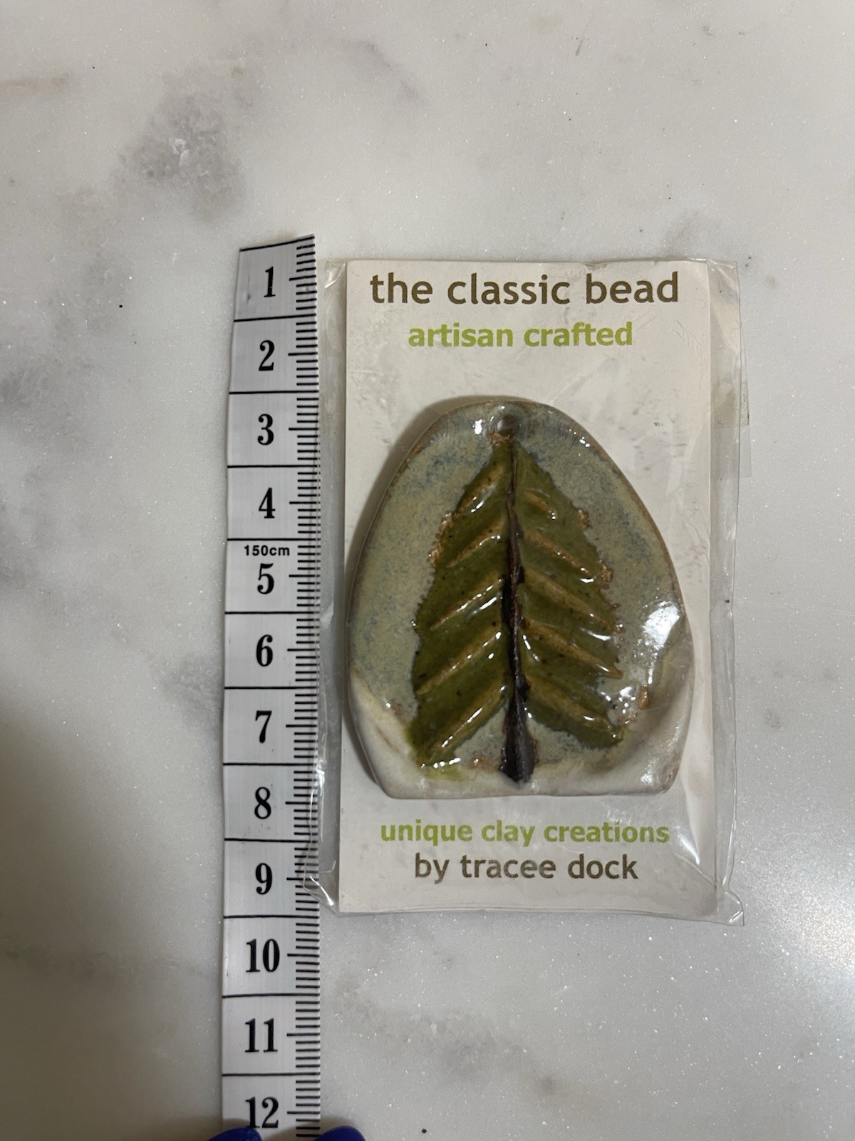 Tracee Dock The Classic Bead Artisan Stoneware Leaf Pendant Original Card
