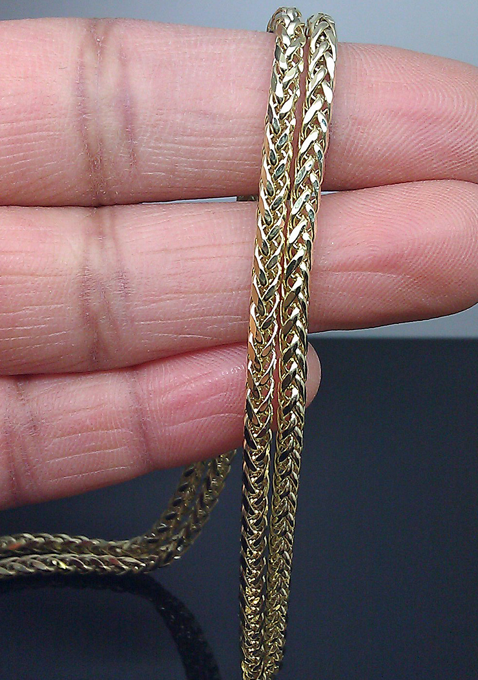 Real 10k Yellow Gold palm chain necklace 3mm 26″ Men Women Authentic Gift