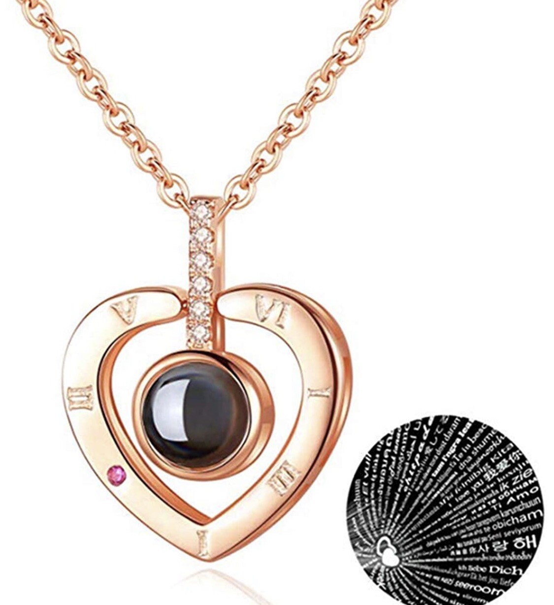 I LOVE YOU in 100 languages Pendant Necklace Romantic Day Valentine’s Day gifts