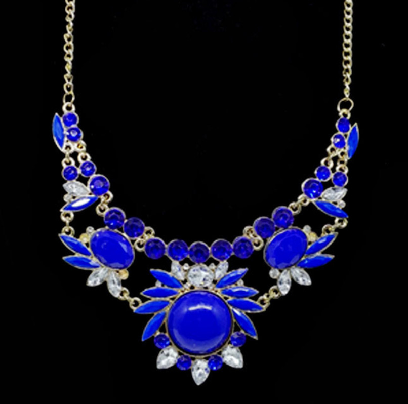 Fashion Women Gold-tone Flower Statement Choker Necklace P11