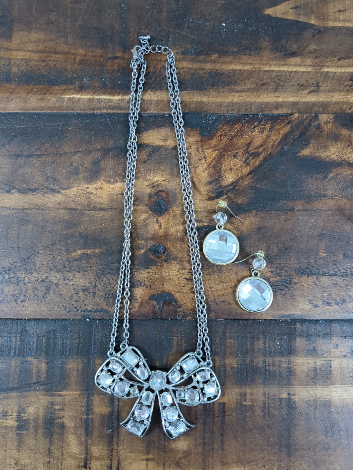 Crystal Bow Statement Necklace & Earring Set