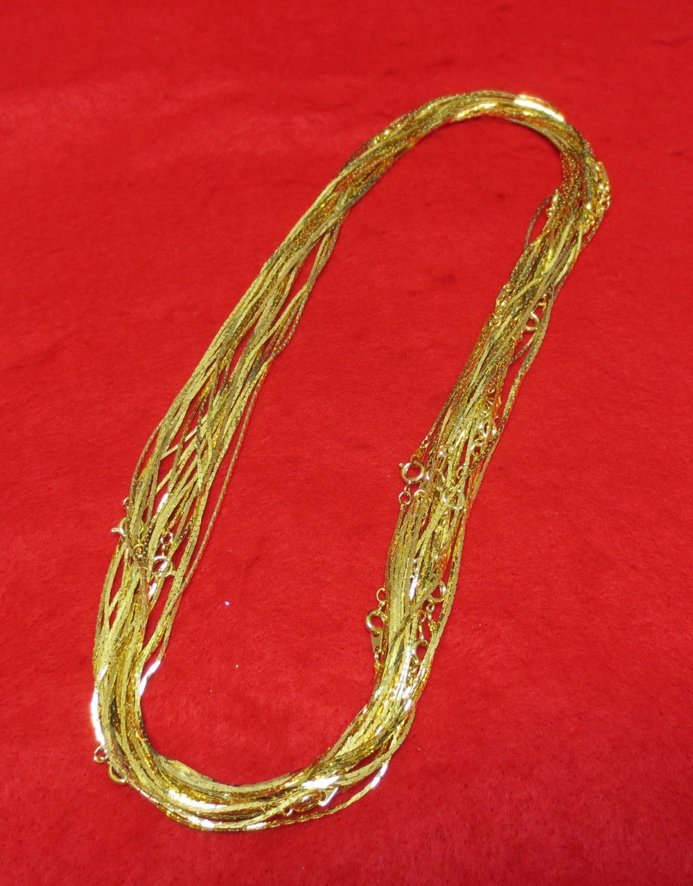 WHOLESALE LOTS FROM 5-144 PCS OF 14KT GOLD PLATED 16 INCH 1MM COBRA NECKLACES