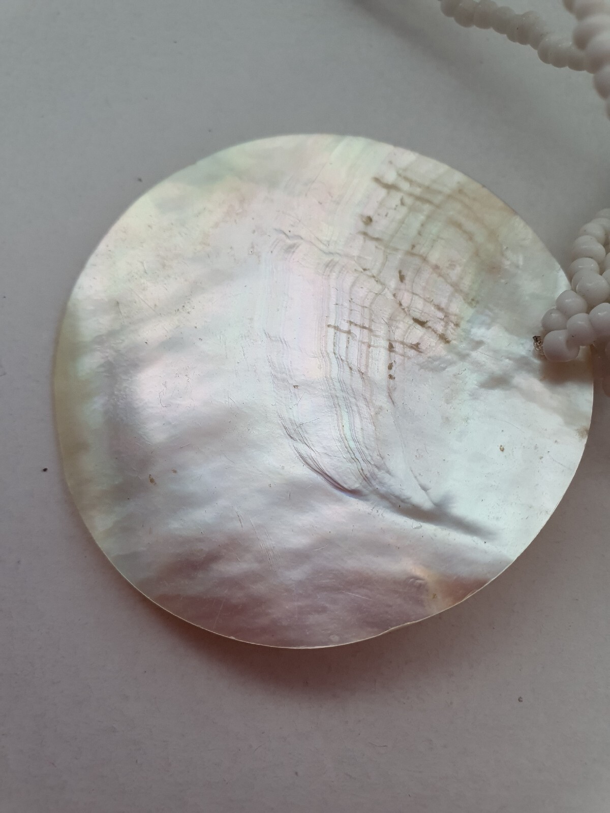 Artisan Mother of Pearl MOP Shell Seed Bead None Metal necklace