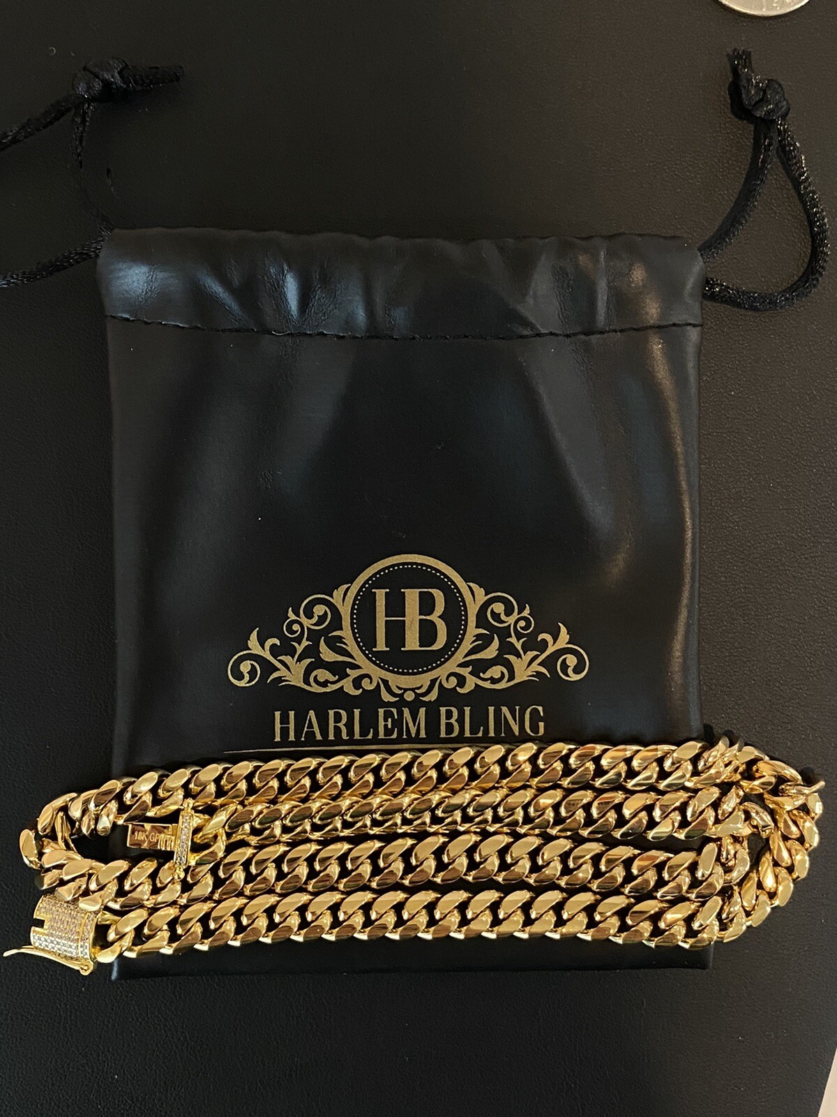 Miami Cuban Link Chain 18k Gold Plated Stainless Necklace 20” 8mm CZ Clasp
