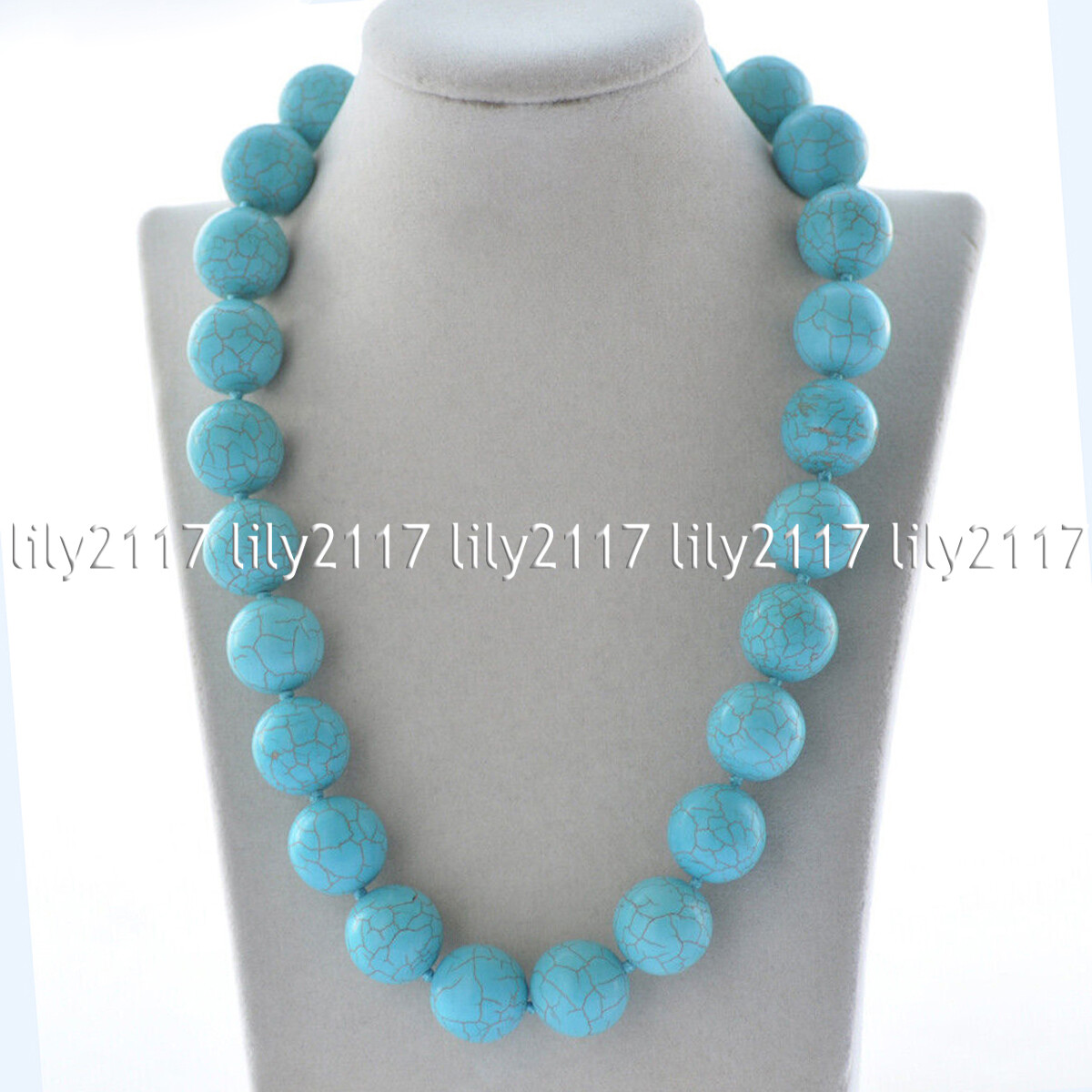 Huge 20mm Natural Blue Turquoise Gemstone Round Beads Necklace 14-36 inch