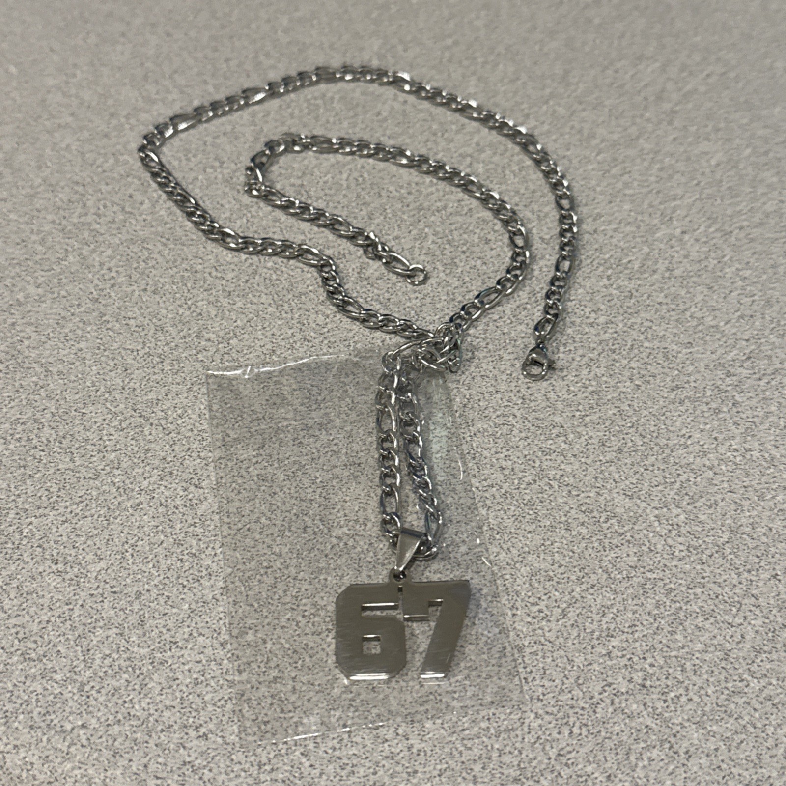 #50-#99 SPORTS FOOTBALL NUMBER Pendant Charm / 18″-24″ STAINLESS CHAIN NECKLACE