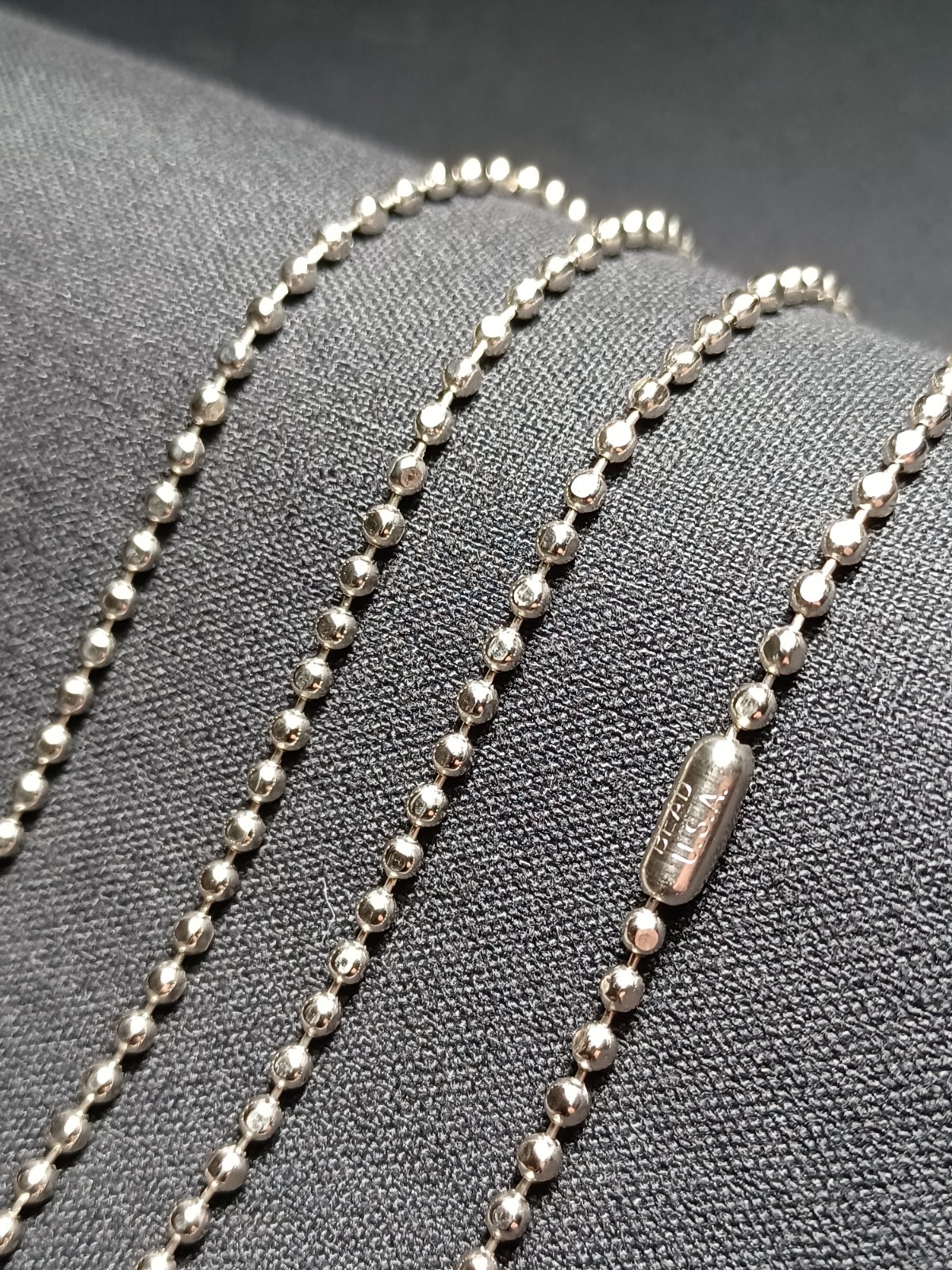 Silver NP Steel 2.4mm Flat Ball Bead Military Type Dog Tag Chain USA Necklace