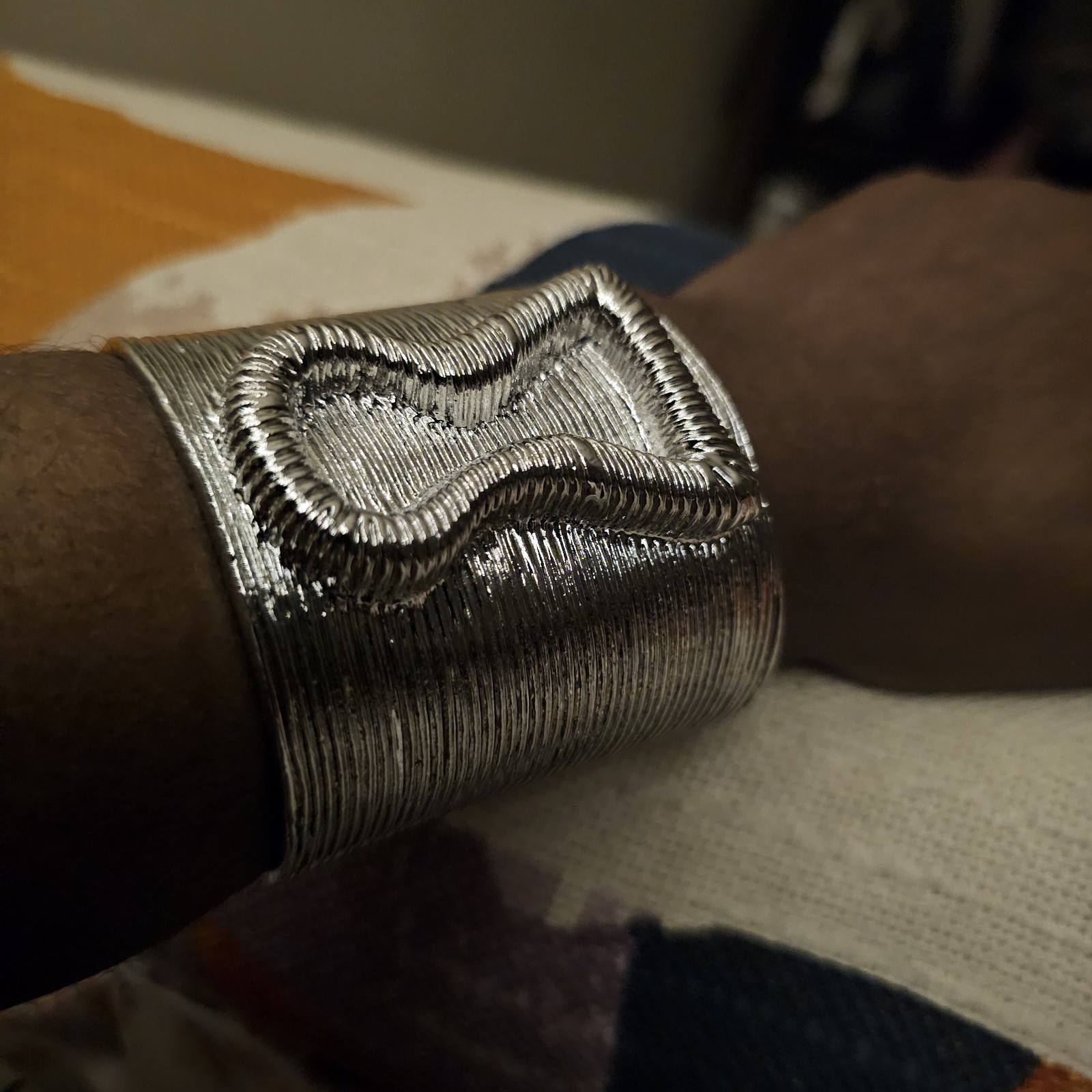 KeyHole Schiaparelli Inspired 3 In SILVER Cuff Fits 6.5-8.5 Inch Wrist