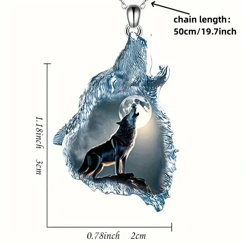 Beautiful Inner Wolf On Howling Wolf Pendant & 17″ Necklace! FREE SHIP IN USA