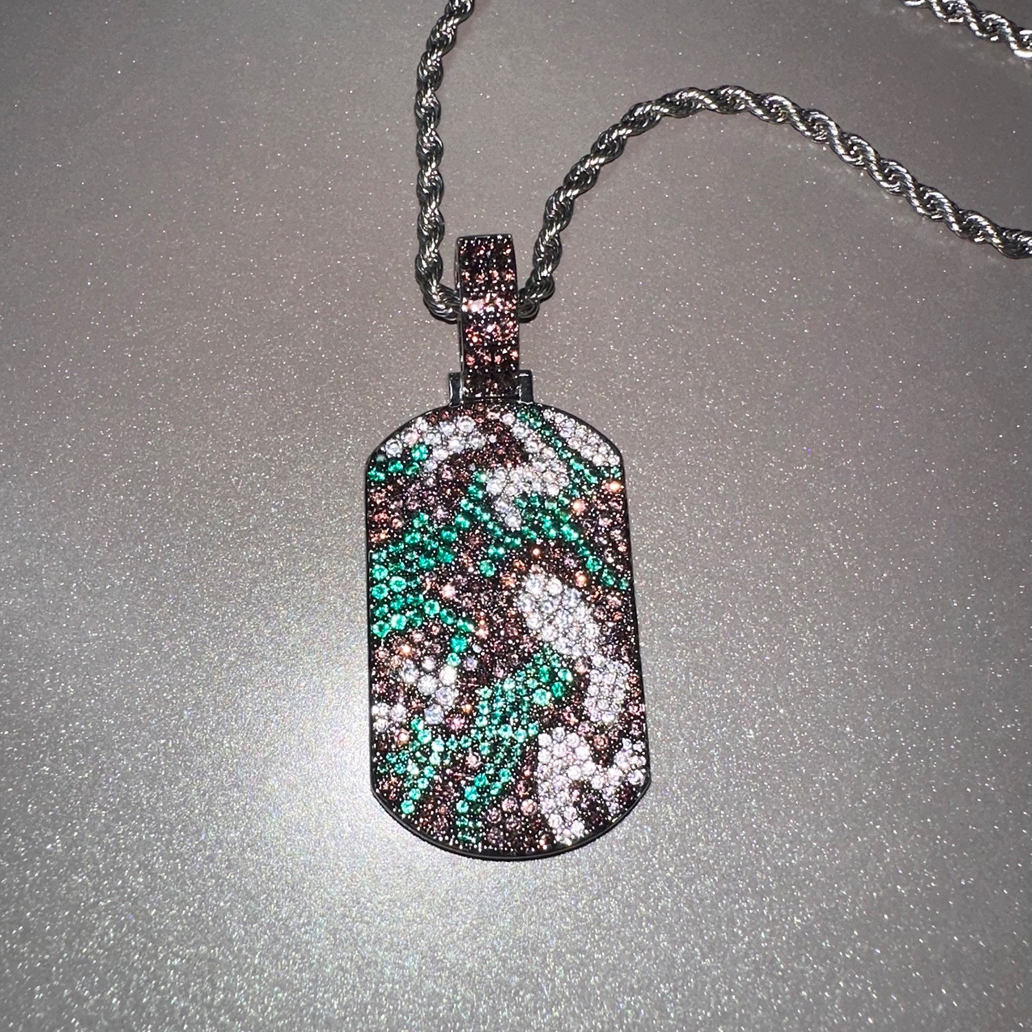 Hip Hop Jewelry Custom Camo Dog Tags Pendant 18K Gold Filled Bling Necklace Gift