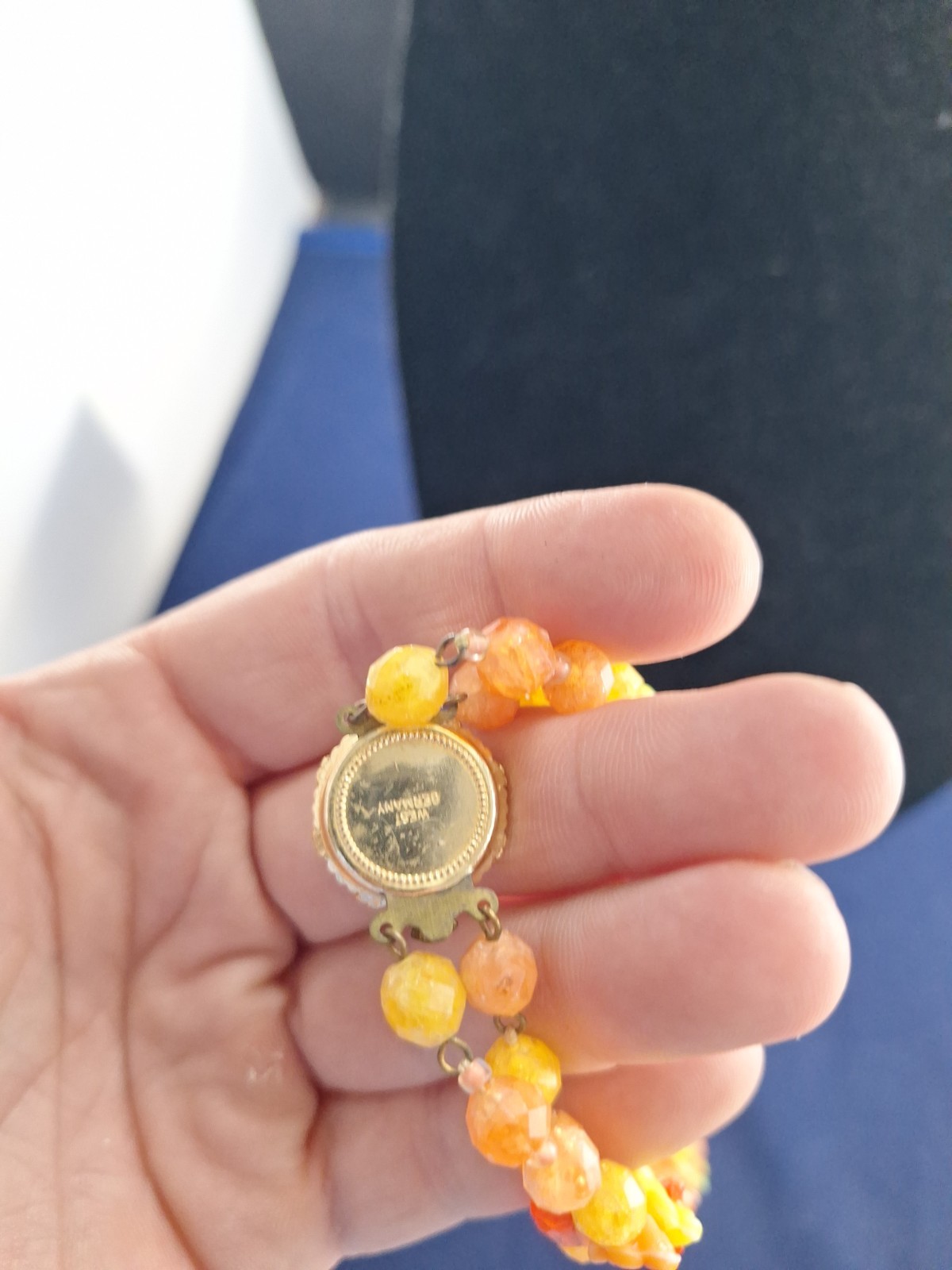 Vtg Multicolor Flower Style Beaded Necklace Retro Fall Look West Germany *9-07