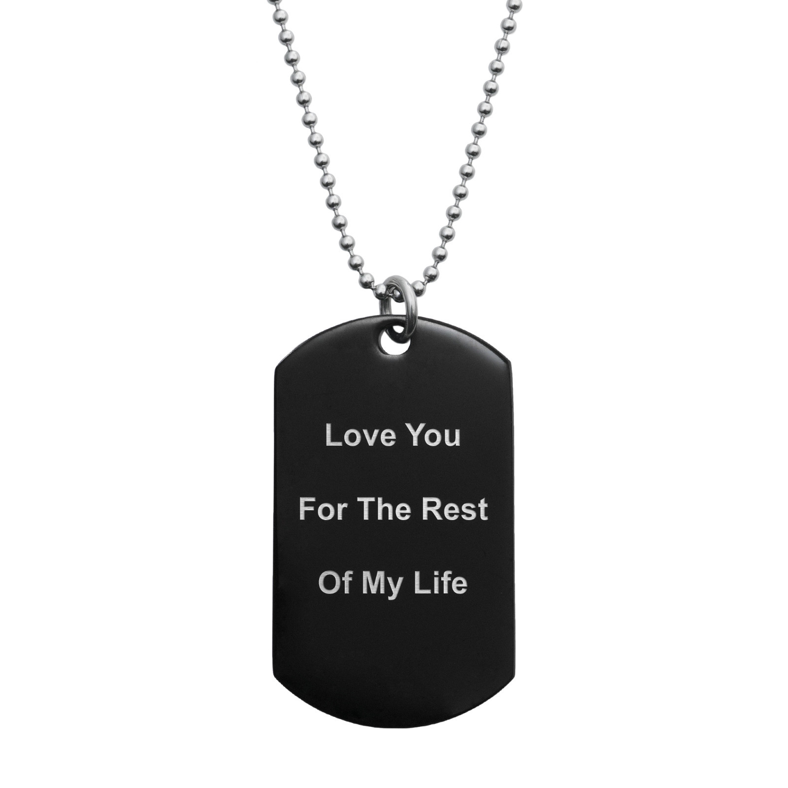 Stainless Steel Personalized Fingerprint Text Engraving Custom Dog Tag Necklace