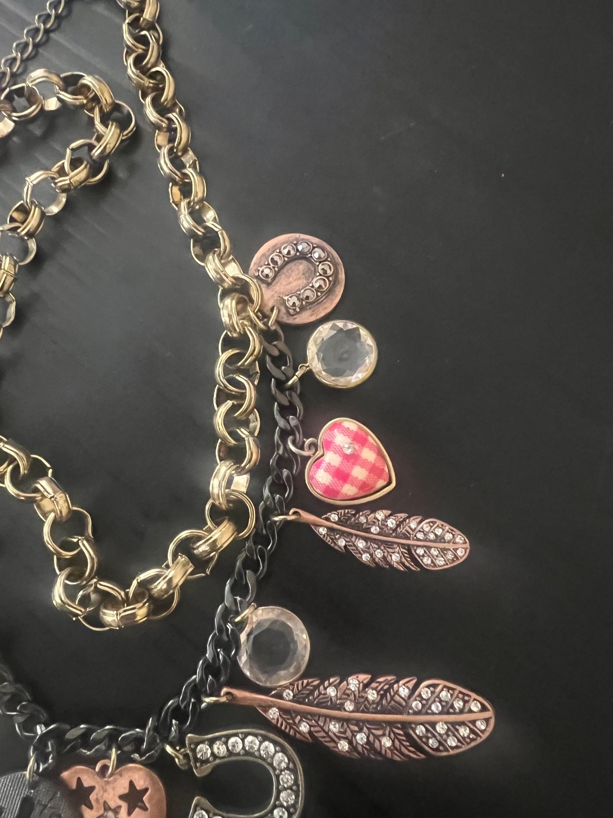 Betsey Johnson Horseshoe Leaves Charm Necklace – R2