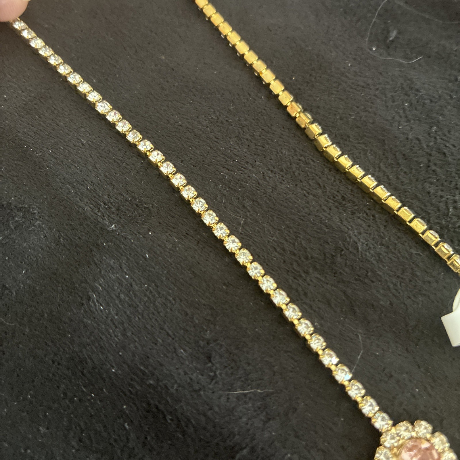 Necklace Set With Pendants Pink And Gold Tone 18 Inch