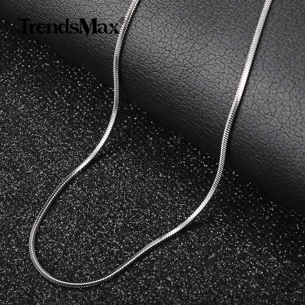 0.9-2mm Silver/Gold Plated Stainless Steel Herringbone Snake Chain Necklace 22″