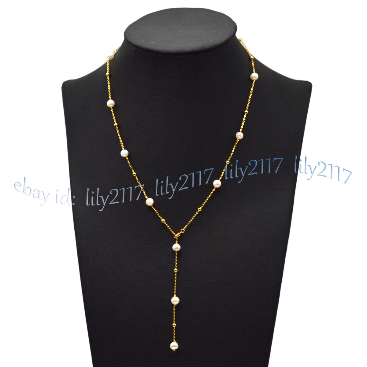 Real Natural 6-7mm White Freshwater Baroque Pearl Gold Chain Necklace 20/32”