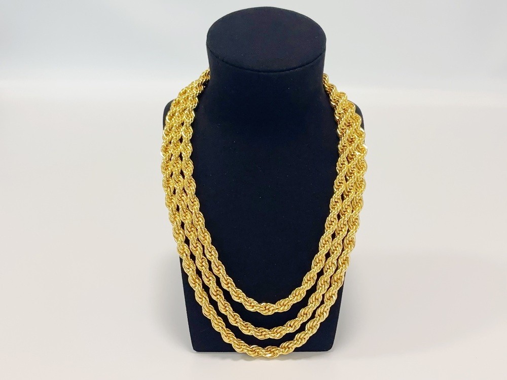 18K Yellow Gold 10mm Diamond Cut Rope Chain Necklace Mens Womens 24in 26in 28in