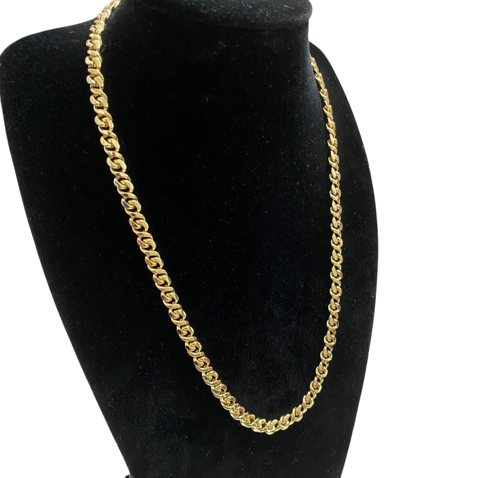 18K Yellow Gold Filled Cuban Link Chain 20″ 6mm Semi Flat Curb Necklace Unisex