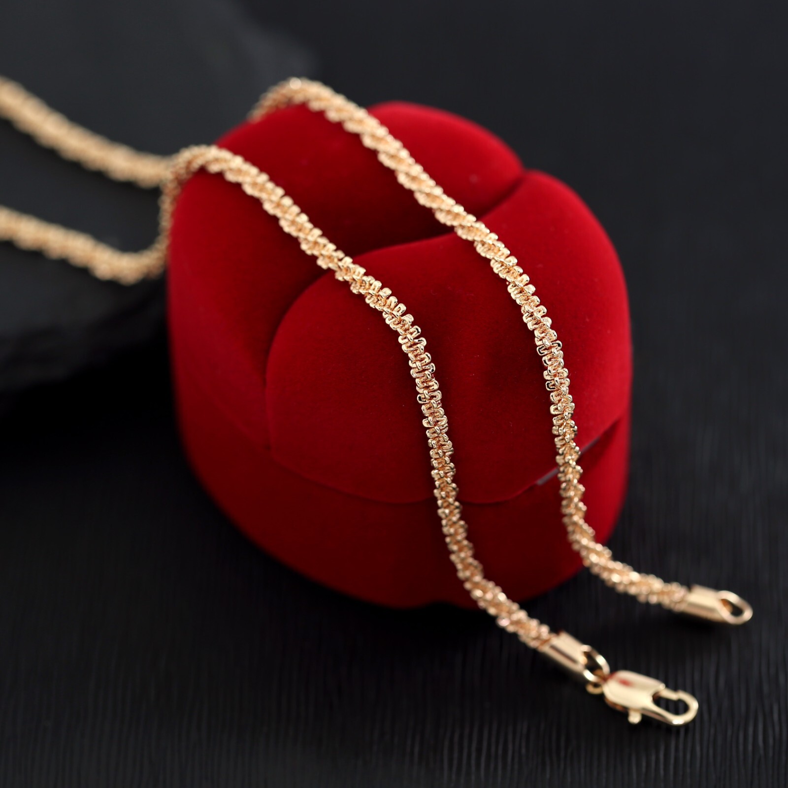 18K ROSE GOLD GF WOMENS MENS MARGARITA TWISTED ROCK CHAIN SHIMMER NECKLACE 45CM