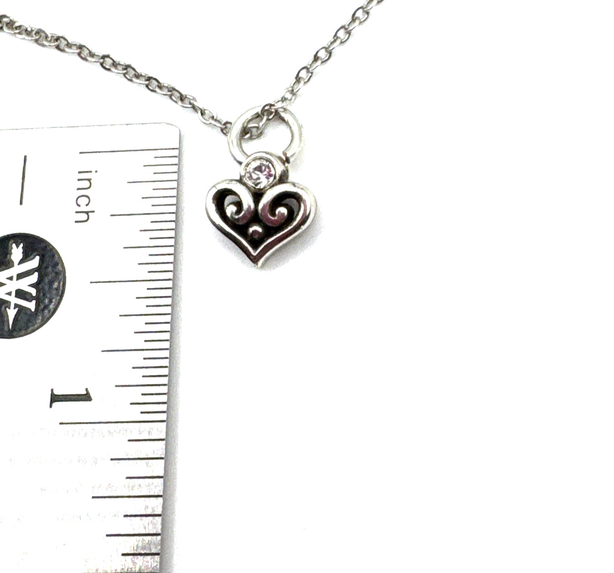 Brighton Alcazar Heart Medium Crystal Center Custom Silver Necklace 18″ NWT