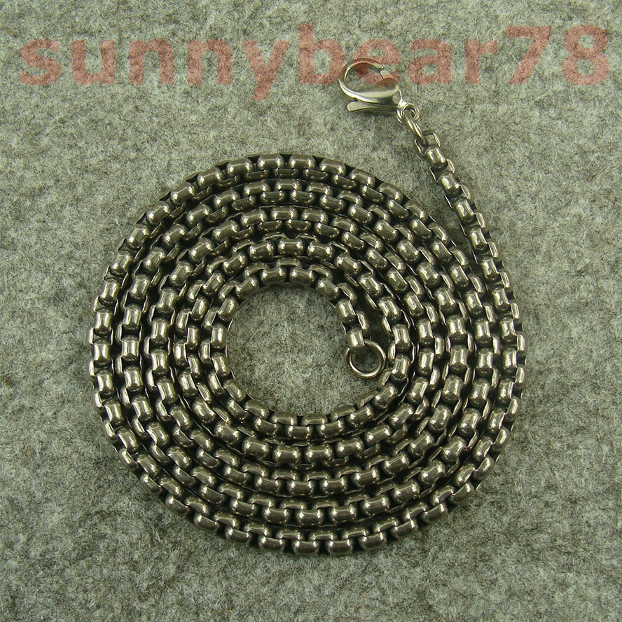 4mm Pure Titanium Anti allergy Rolo box chain Necklace 23/25/27/29/31 inch H259