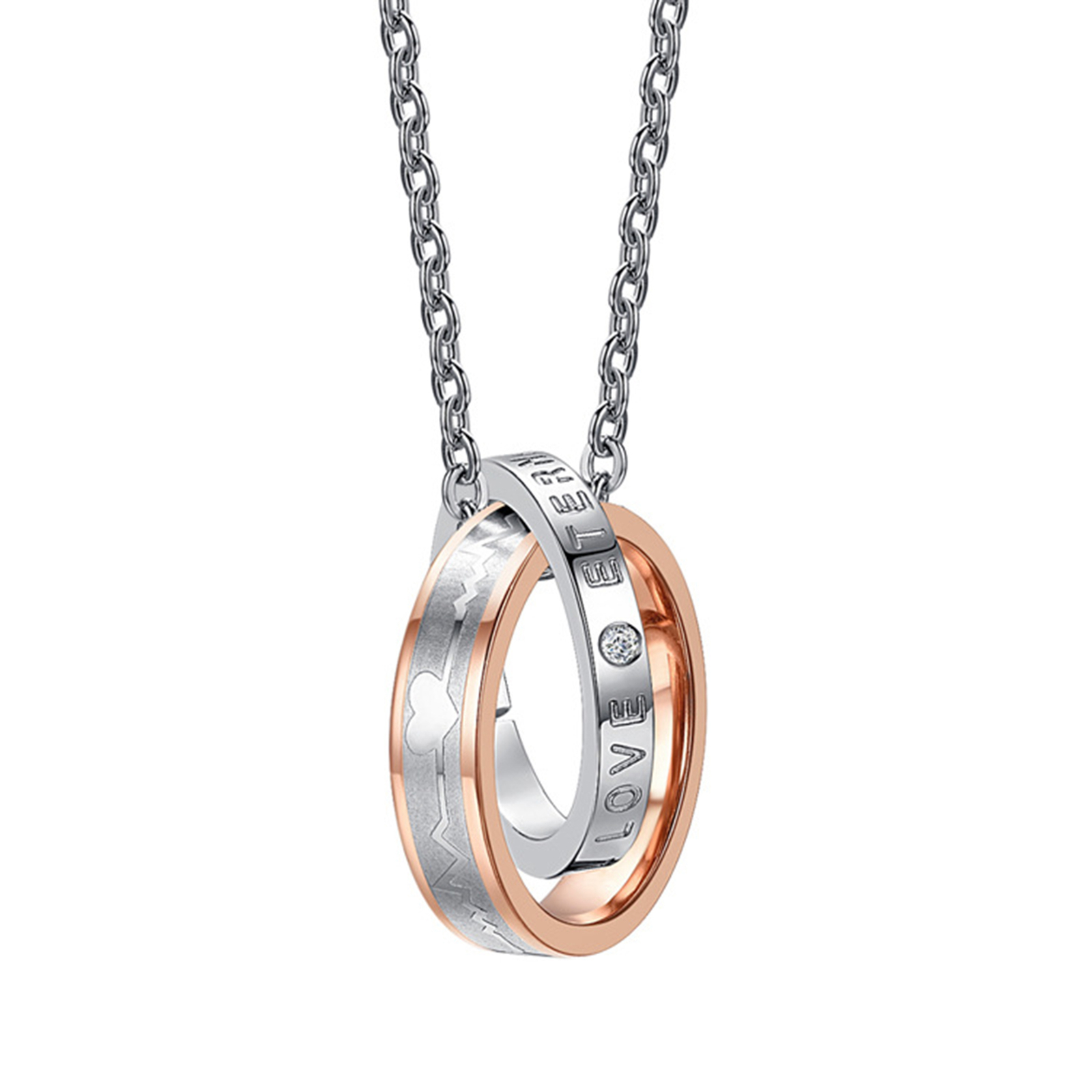 2pc Couples Eternal Love Interlocking Ring Pendant Necklace Valentine’s Day Gift