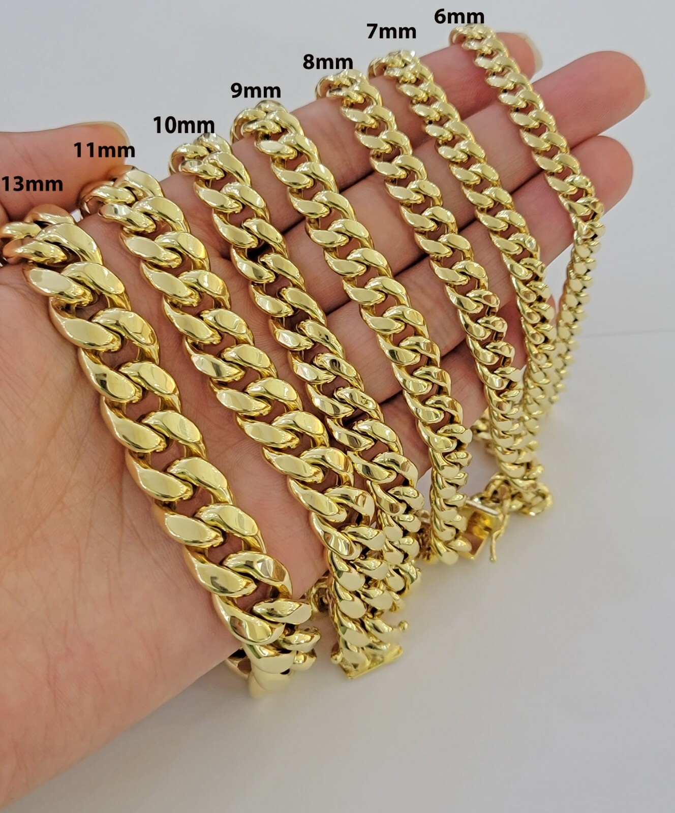 Real 10k Gold Bracelet 8″ Miami Cuban Link 6mm-13mm 10kt Yellow Gold ,Men Women