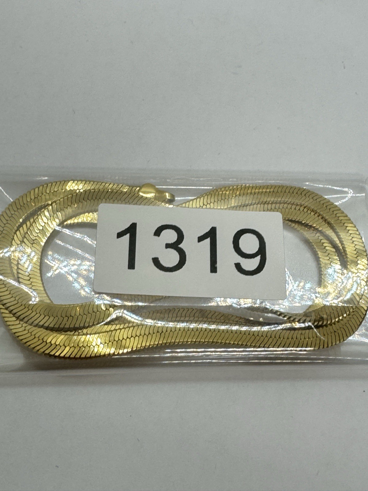 Herringbone Flat Gold Tone Chain Necklace 30″ 5mm