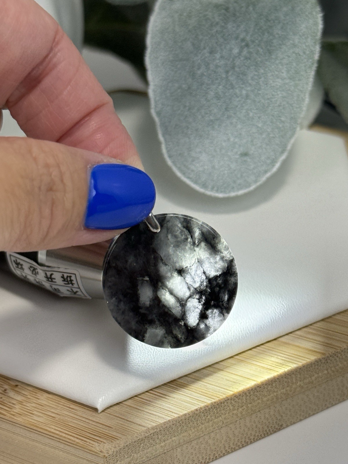 Wuji Jadeite Black/Grey Round Pendant Necklace 26.2/1.9MM on 18IN S925 Chain.