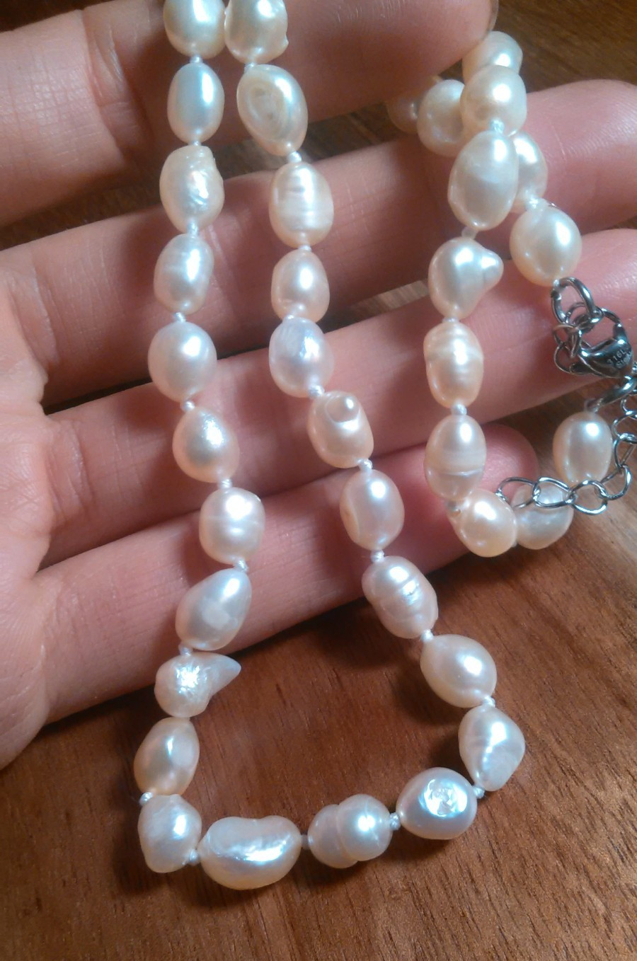 Genuine Peach Freshwater Pearl Stainless Steel Necklace (18 Inch)