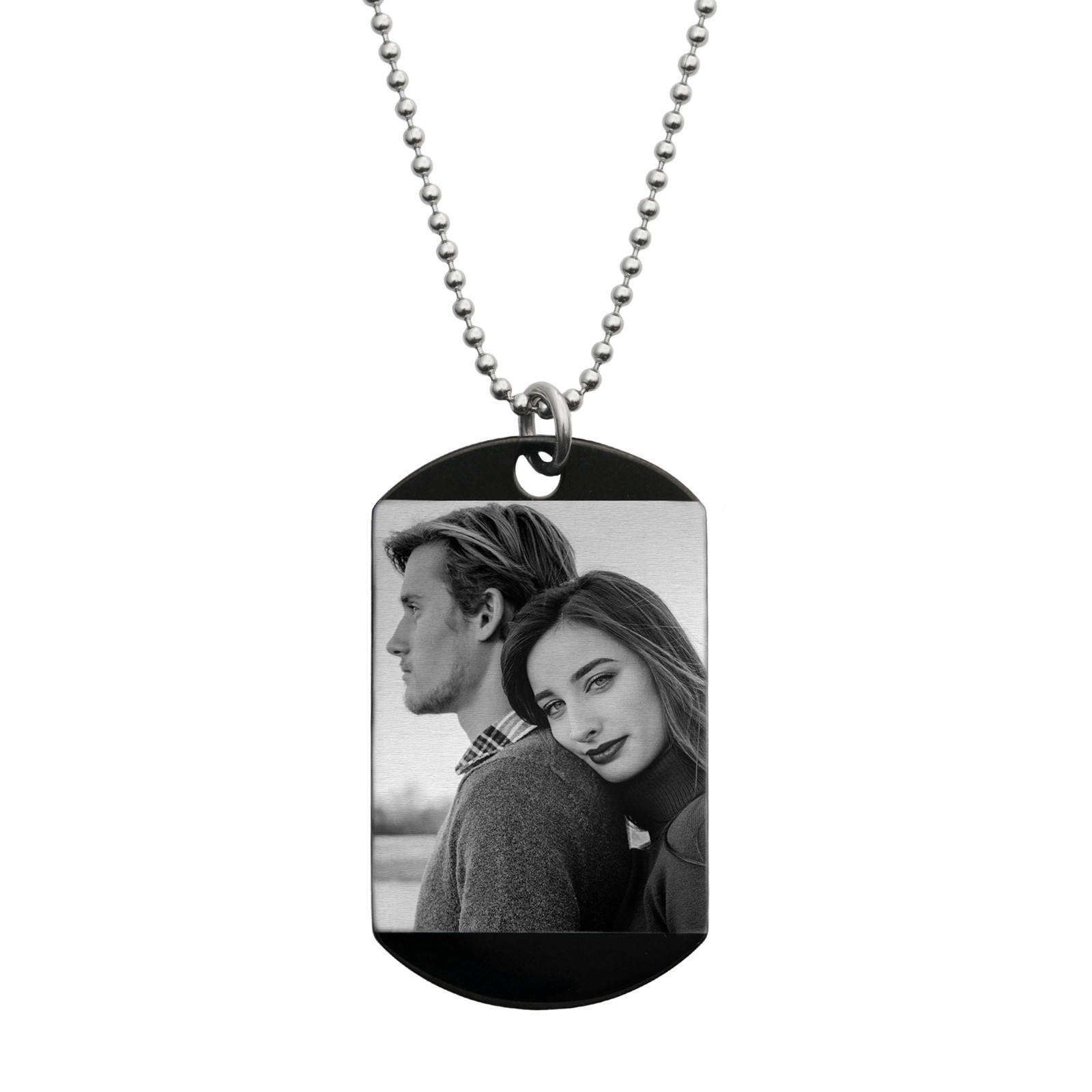 Stainless Steel Personalized Fingerprint Text Engraving Custom Dog Tag Necklace