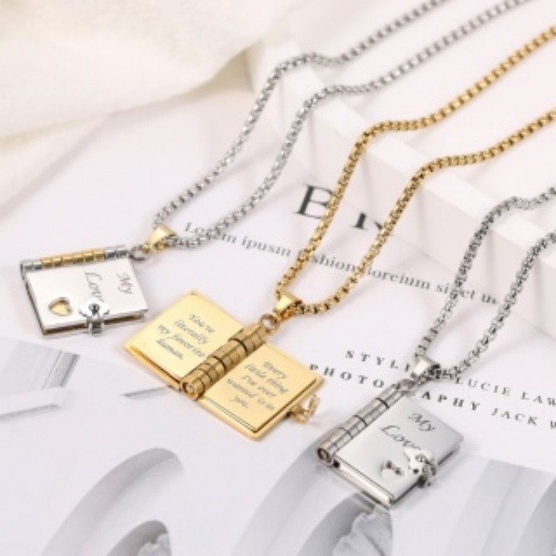 My Love Book Locket Necklace Openable Flip Pendant Gift for Wife Valentine’s Day