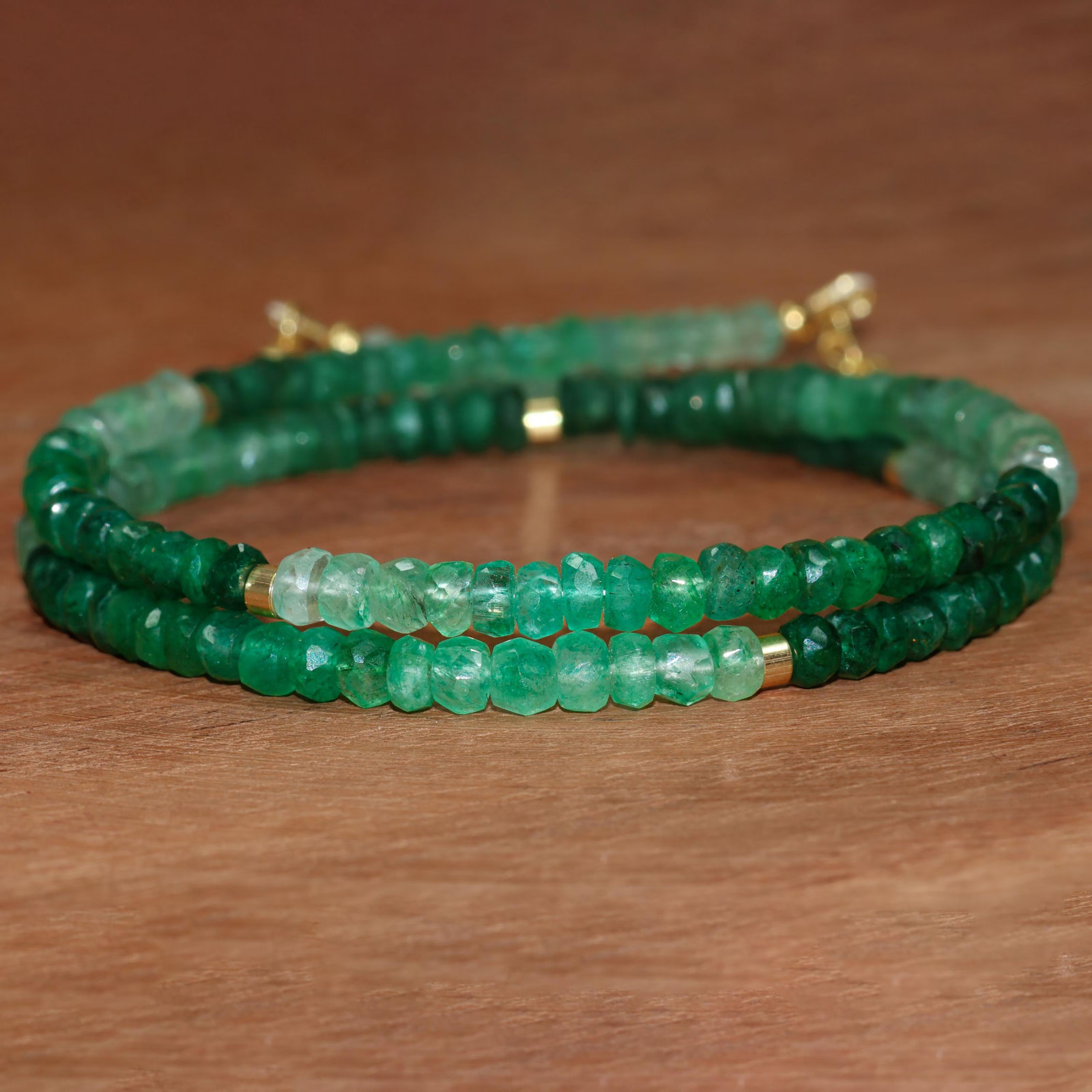 AAA Faceted Emerald Gemstone Bead Silver Necklace, Green Emerald Bead Necklace