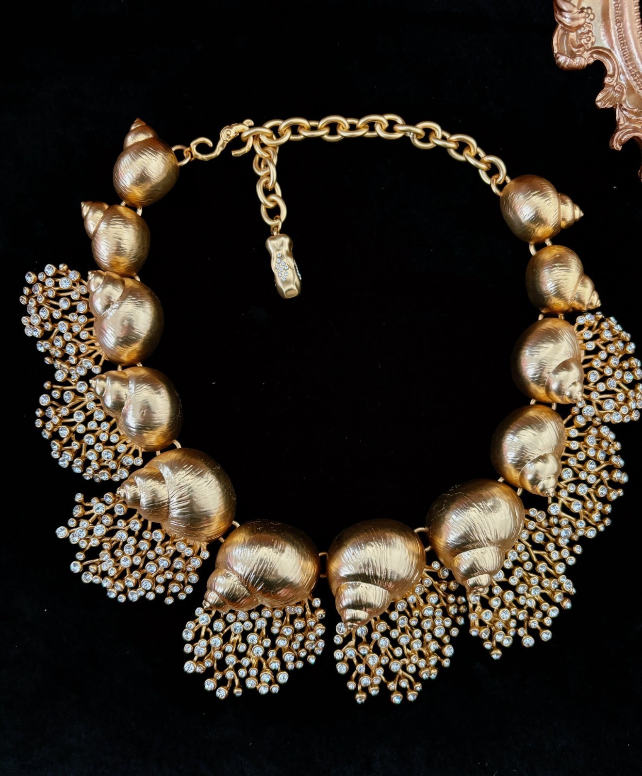 🎁NEW Schiaparelli Women Conch Rhinestone 18K Gold Necklace Lover Gift