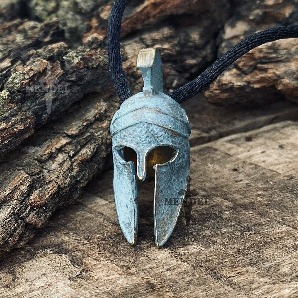 MENDEL Cool Mens Copper Ancient Roman Spartan Helmet Pendant Necklace For Men