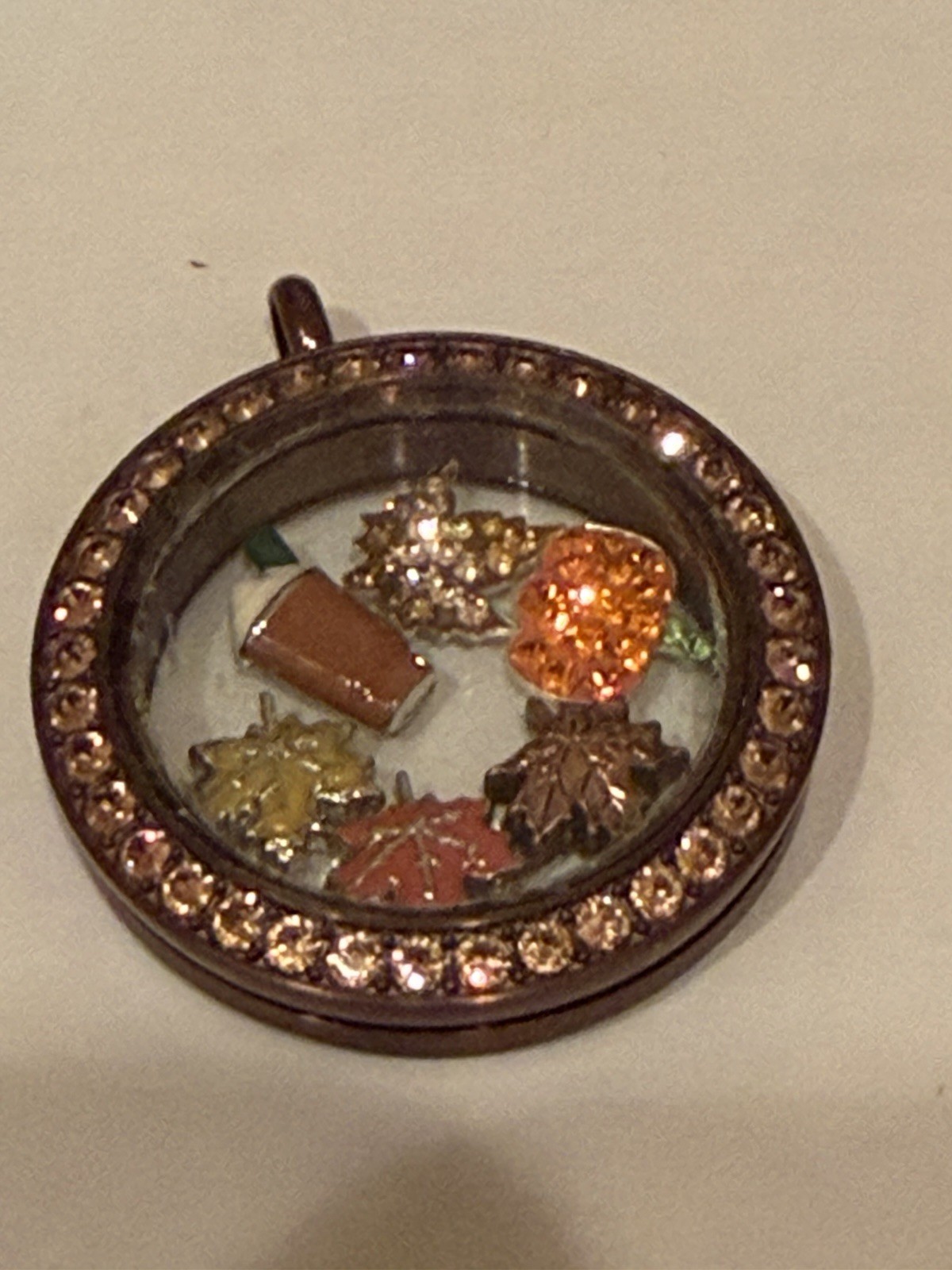 Origami Owl Large Brown Crystal Fall Locket