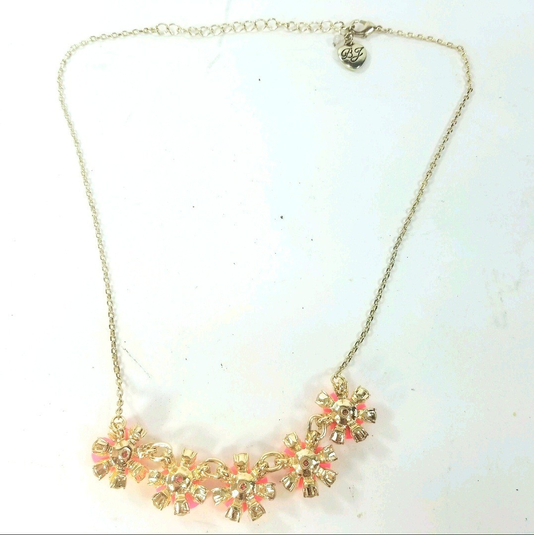 Pink And Green Crystal Flower Gold Chain Necklace With Adjustable Chain By BJ