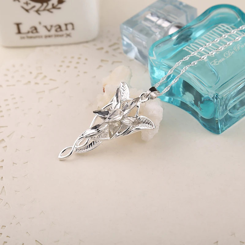 Arwen Evenstar Movie Necklace Silver Color Crystal Pendant Necklaces for Women G